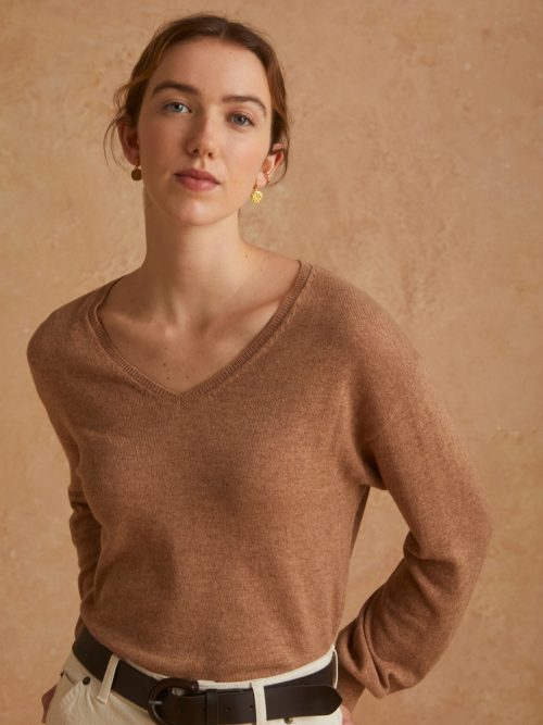yerse puffed sleeves sweater camel sketchshop