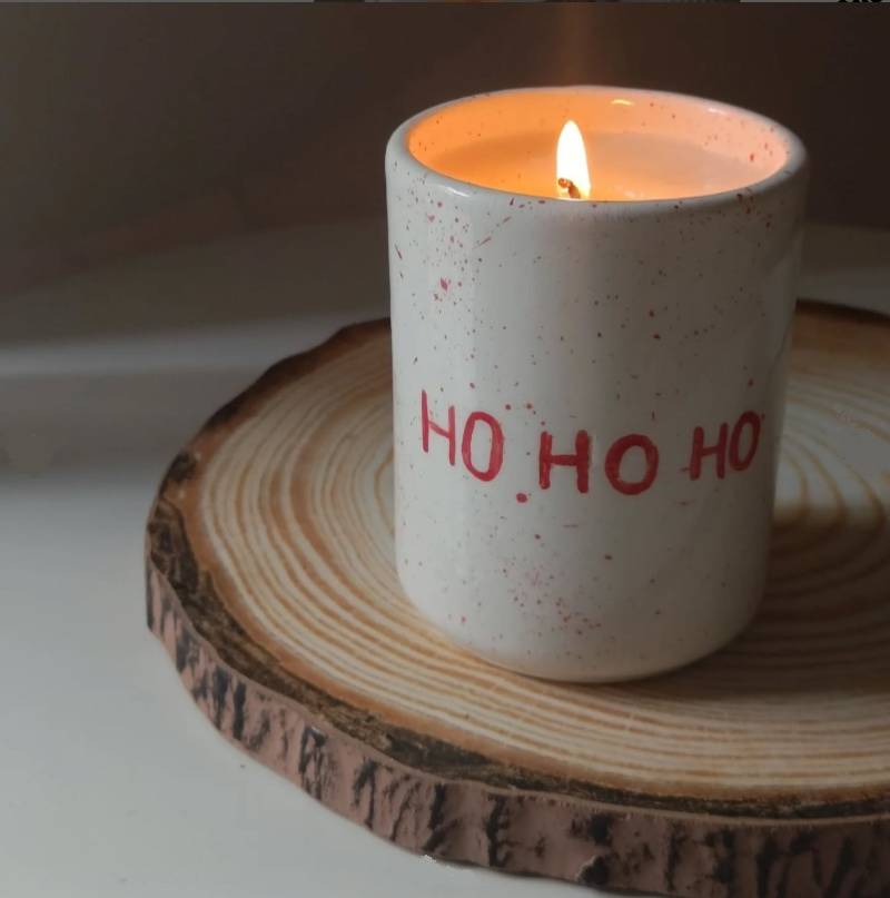 hohoho ceramic soy candle