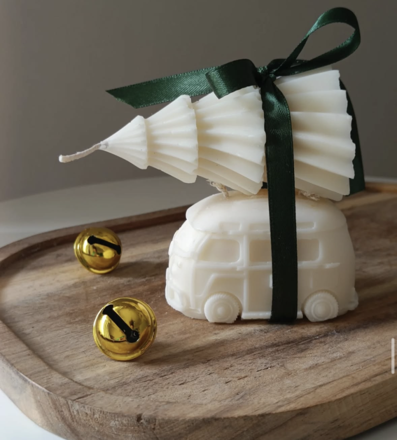 bus and tree soy candles