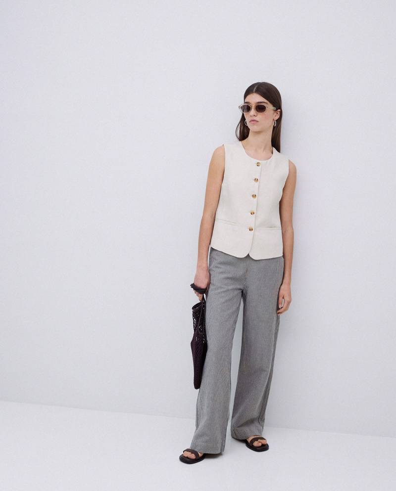 yerse blue grey stripes straight trousers sketchshop
