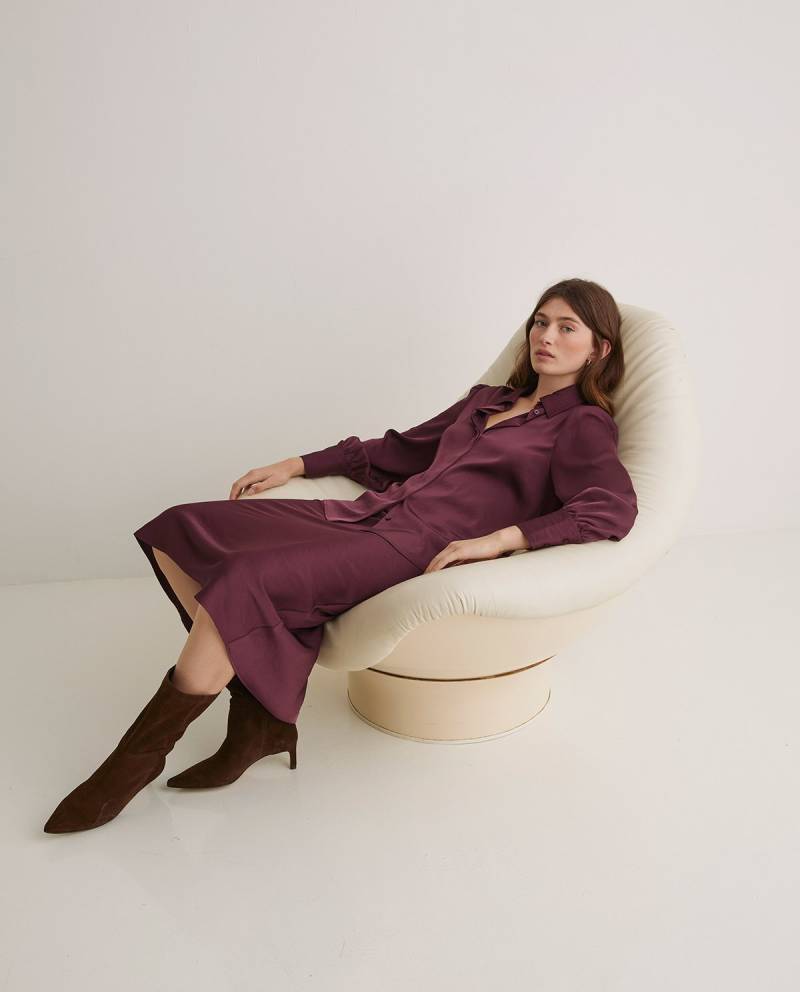 yerse aubergine sateen midi skirt sketchshop