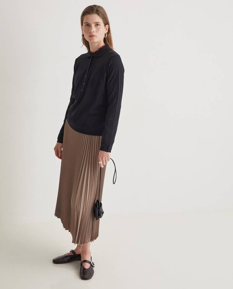 yerse brown pleated skirt elastic waistband sketchshop