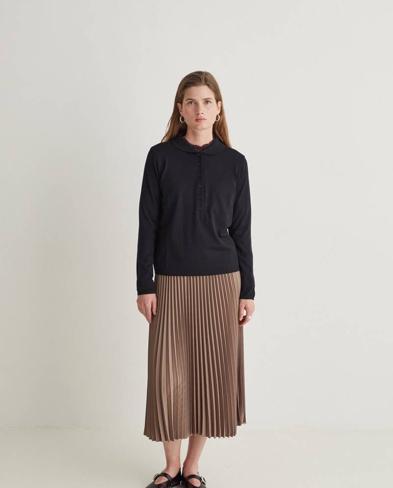 yerse brown pleated skirt elastic waistband sketchshop