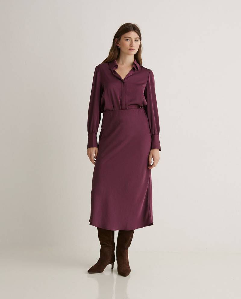 yerse aubergine sateen midi skirt sketchshop