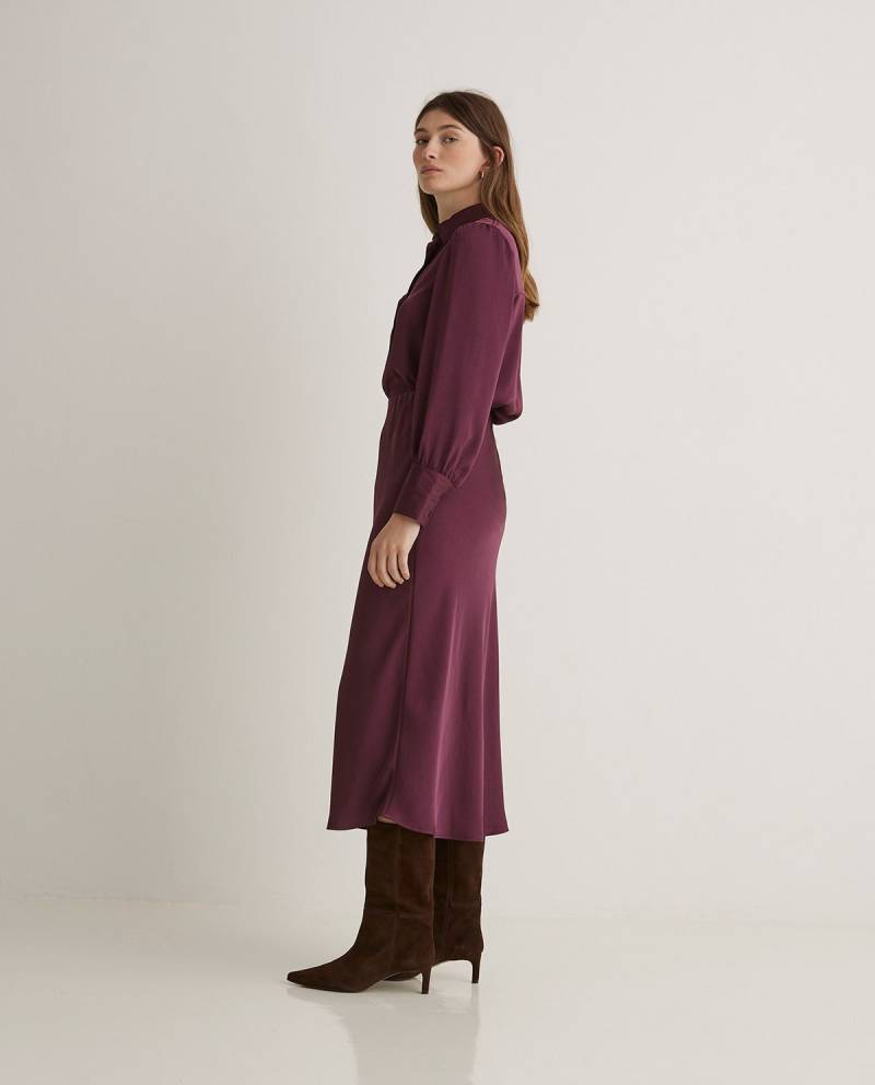 yerse aubergine sateen midi skirt sketchshop