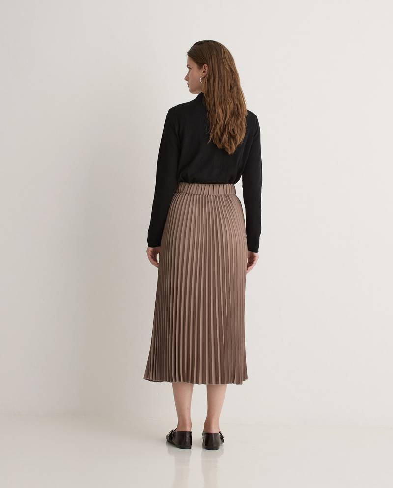 yerse brown pleated skirt elastic waistband sketchshop