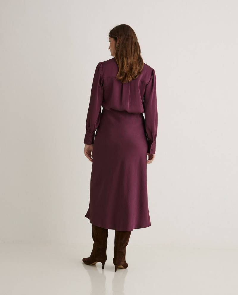 yerse aubergine sateen midi skirt sketchshop