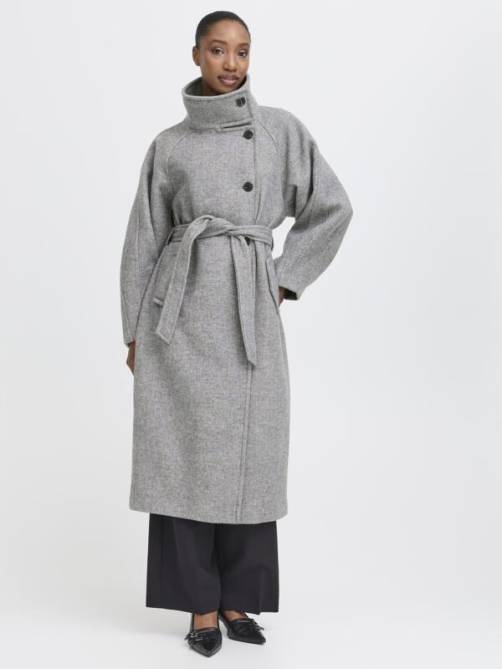 ichi ihgaziva coat grey melange sketchshop