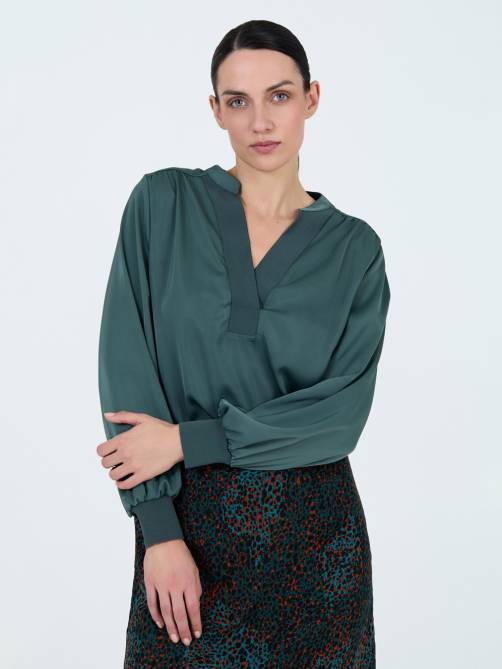 skatie satin ribbed blouse hook sketchshop