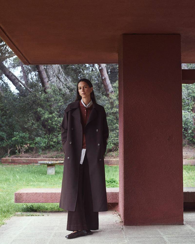 yerse brown wool blend long coat sketchshop