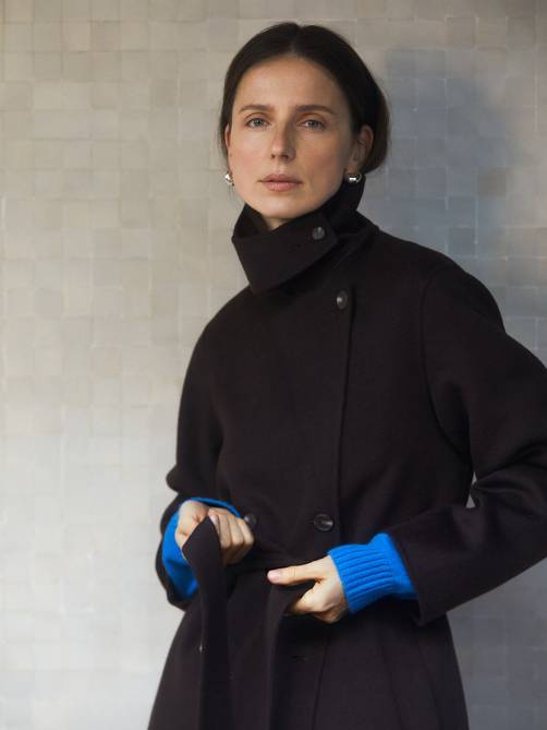 yerse black wool blend long coat sketchshop