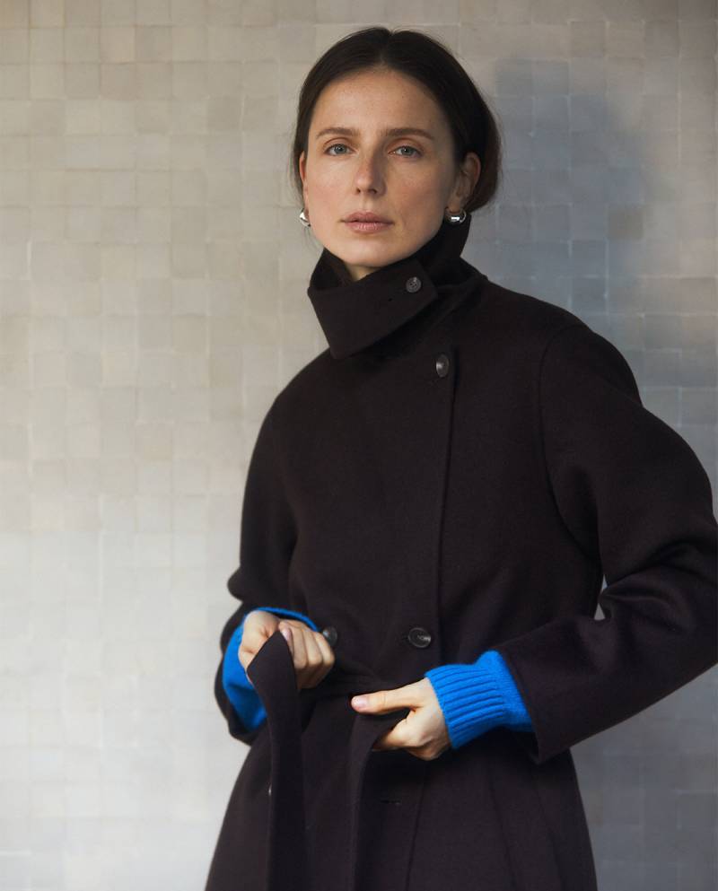 yerse black wool blend long coat sketchshop