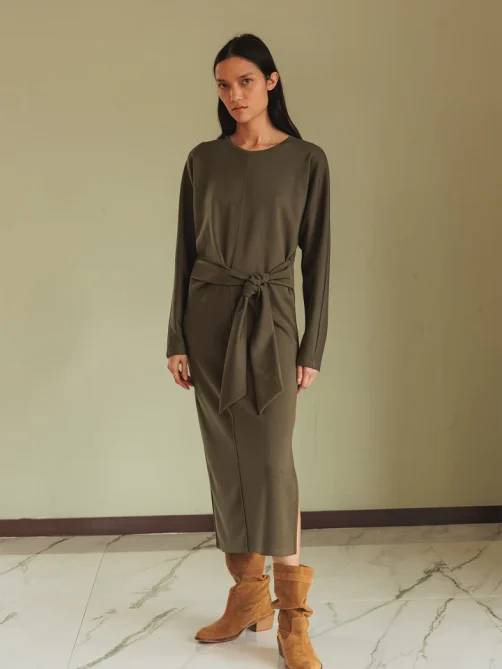 indiandcold knotted knit dress mink sketchshop