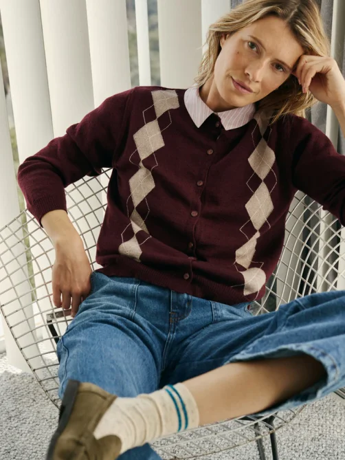 indiandcold merino argyle jacket mahogany sketchshop