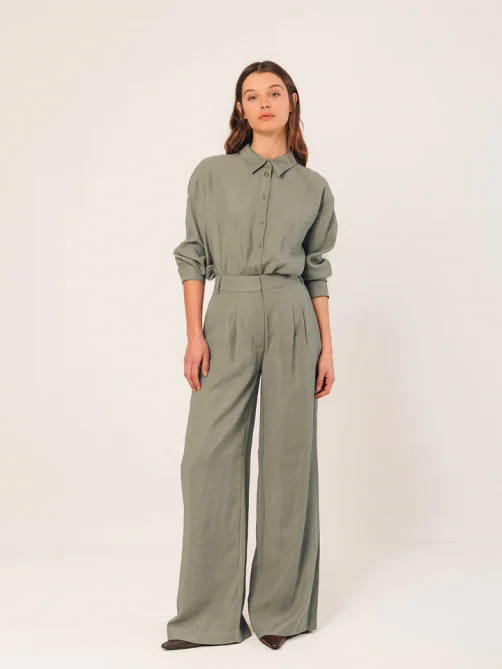 indiandcold wide leg pants safari green sketchshop