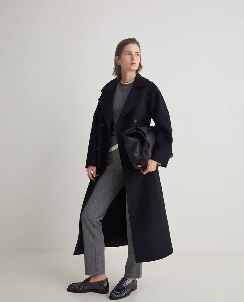 yerse black wool blend long coat sketchshop