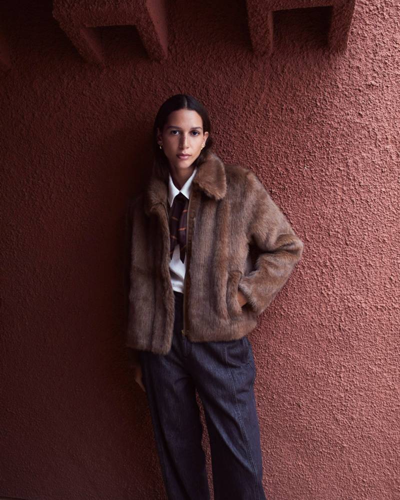 yerse brown faux fur short coat sketchshop