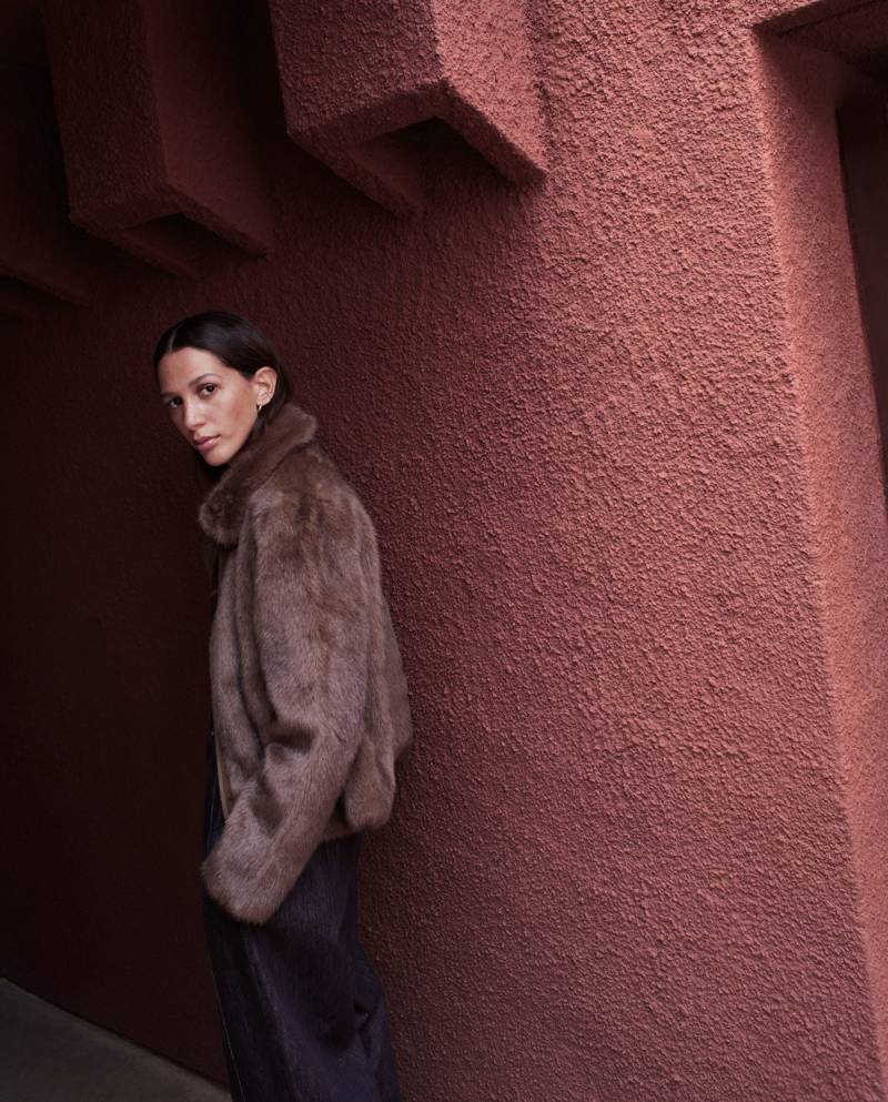 yerse brown faux fur short coat sketchshop