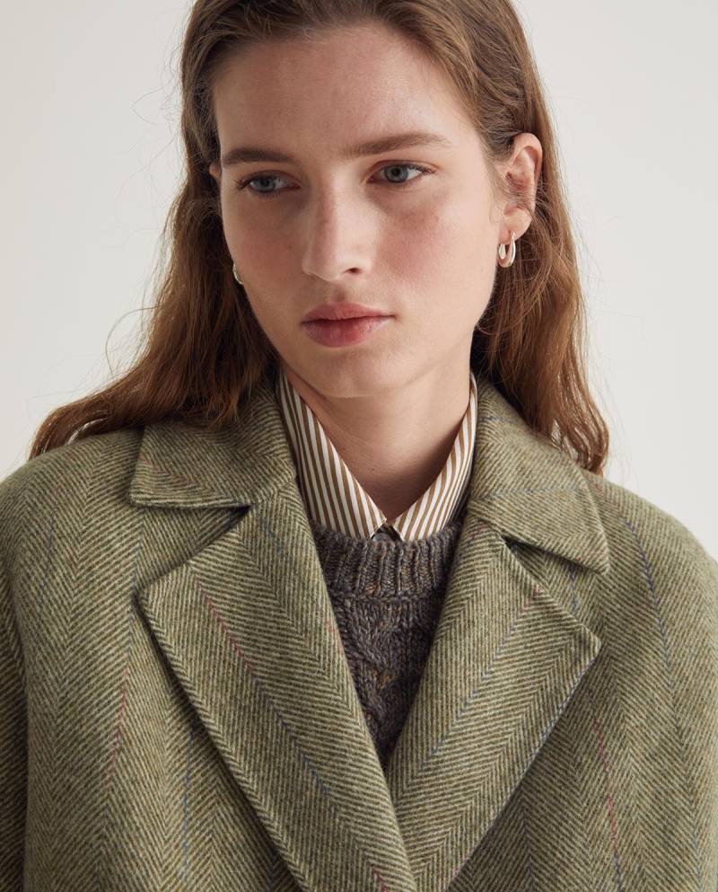 yerse green wool blend double breasted short jacket sketchshop