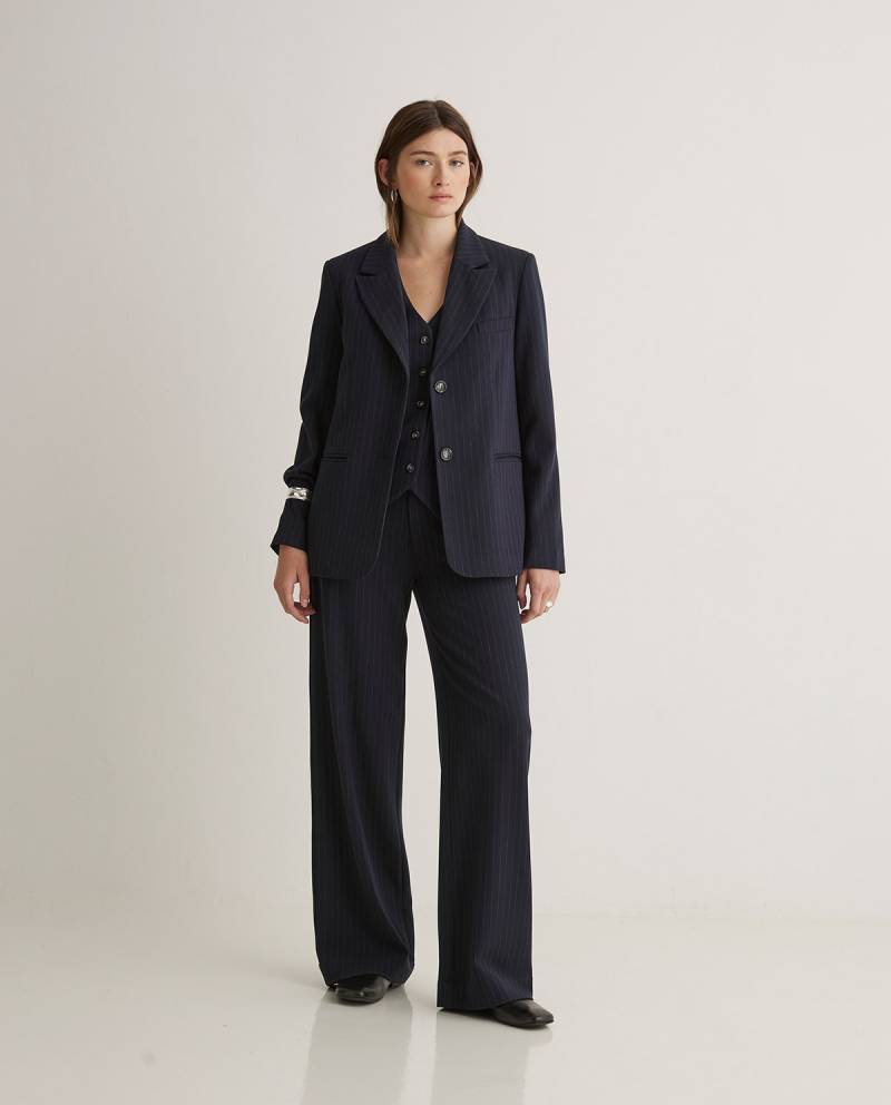yerse navy blue pinstripe suit jacket sketchshop