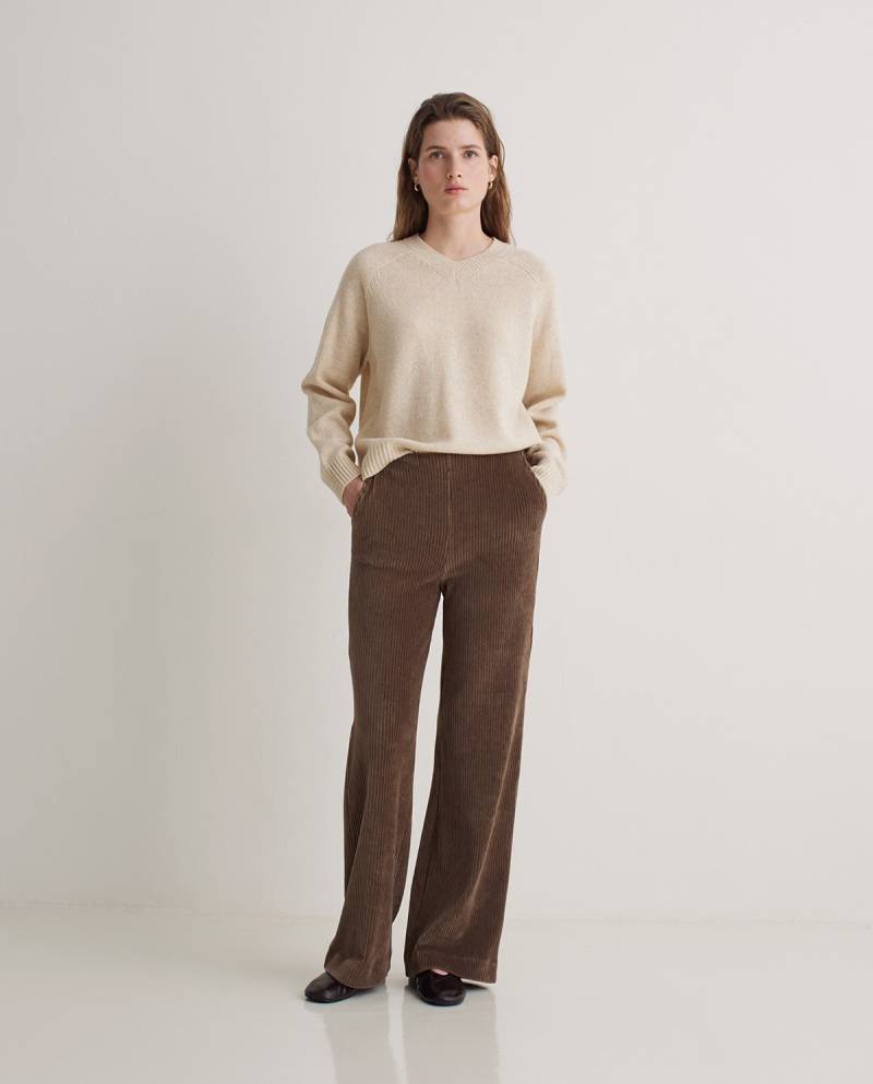 yerse taupe wide cotton blend corduroy trousers sketchshop