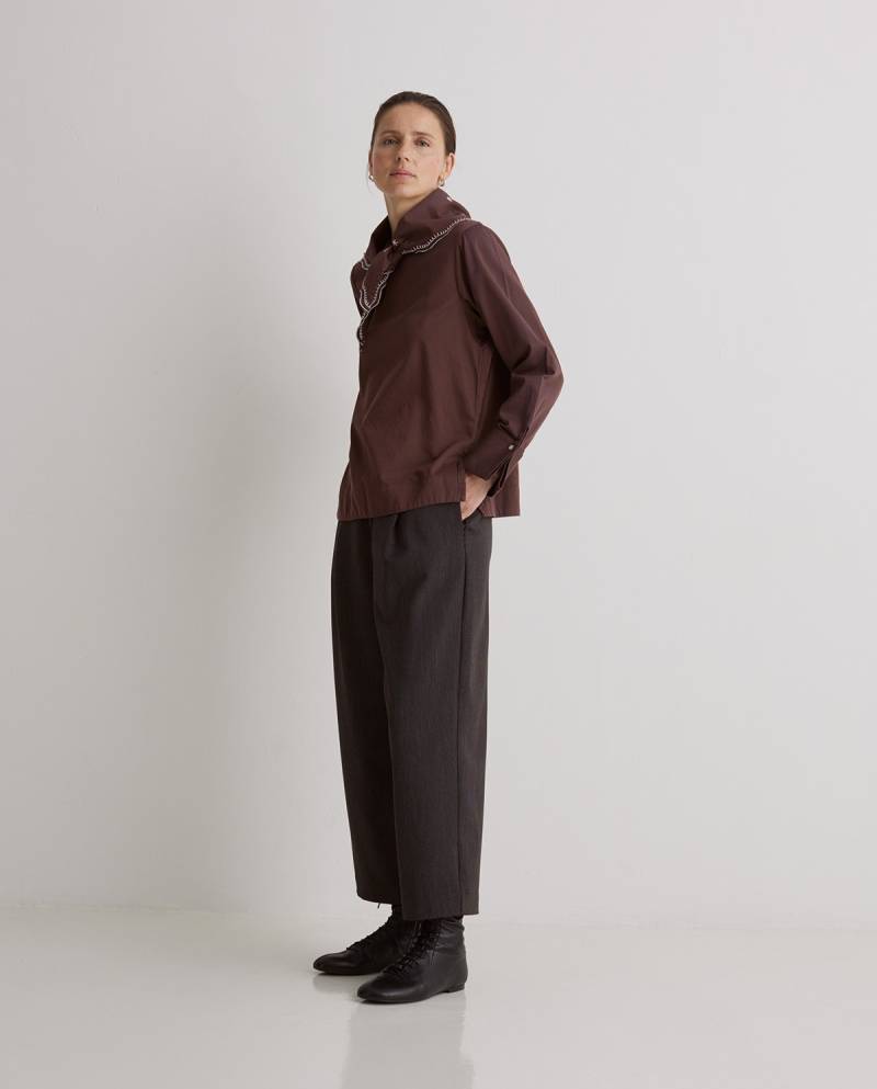 yerse dark grey striped barrel leg trousers sketchshop