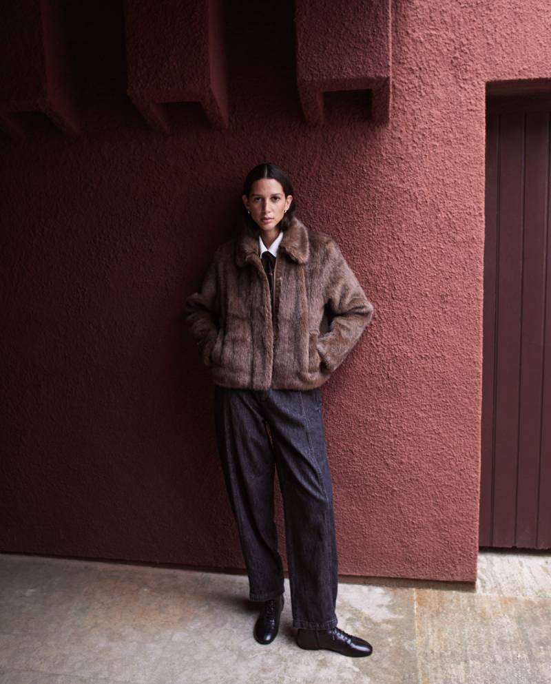 yerse brown faux fur short coat sketchshop