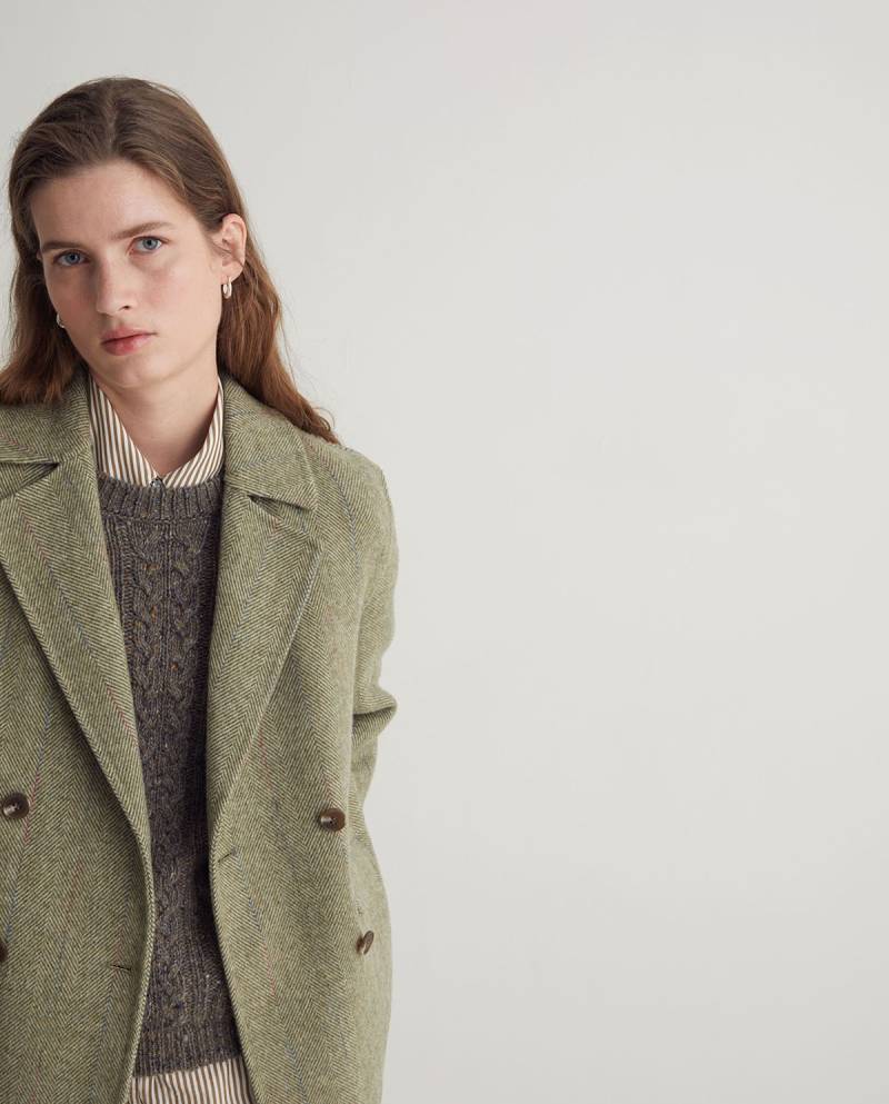 yerse green wool blend double breasted short jacket sketchshop