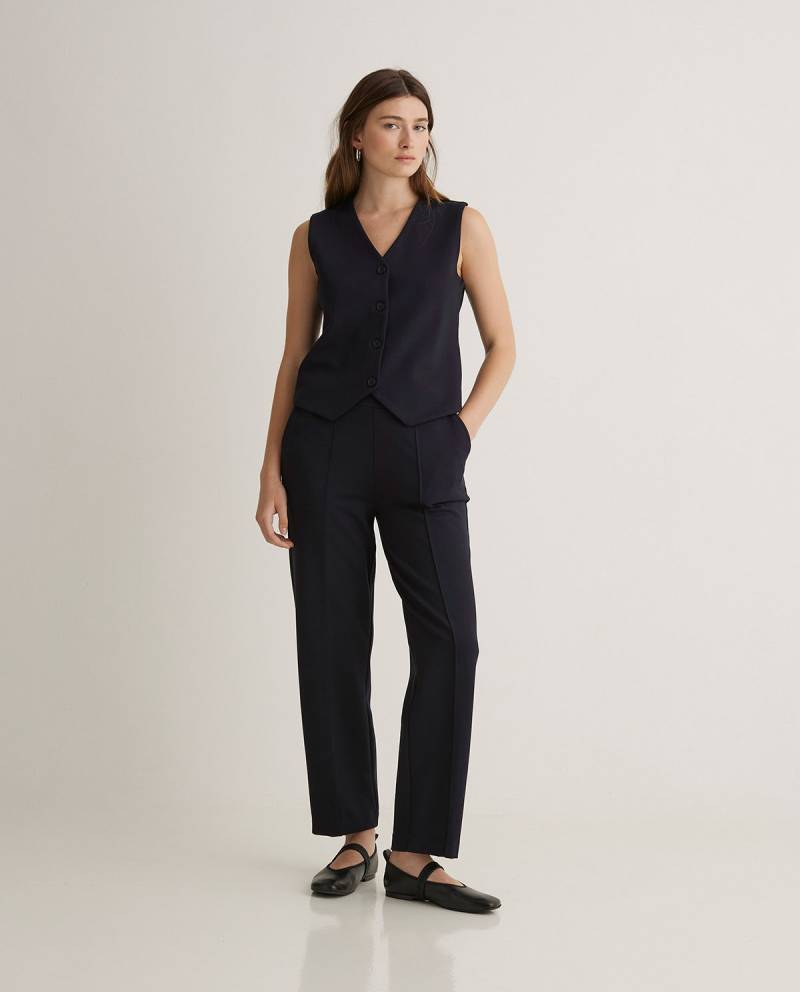 yerse navy blue knit barrel leg trousers sketchshop