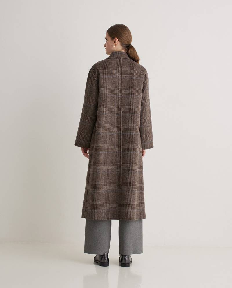 yerse brown checked wool blend long coat sketchshop