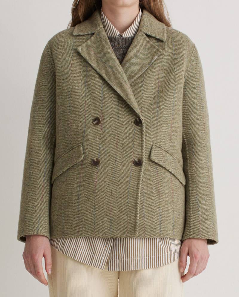 yerse green wool blend double breasted short jacket sketchshop
