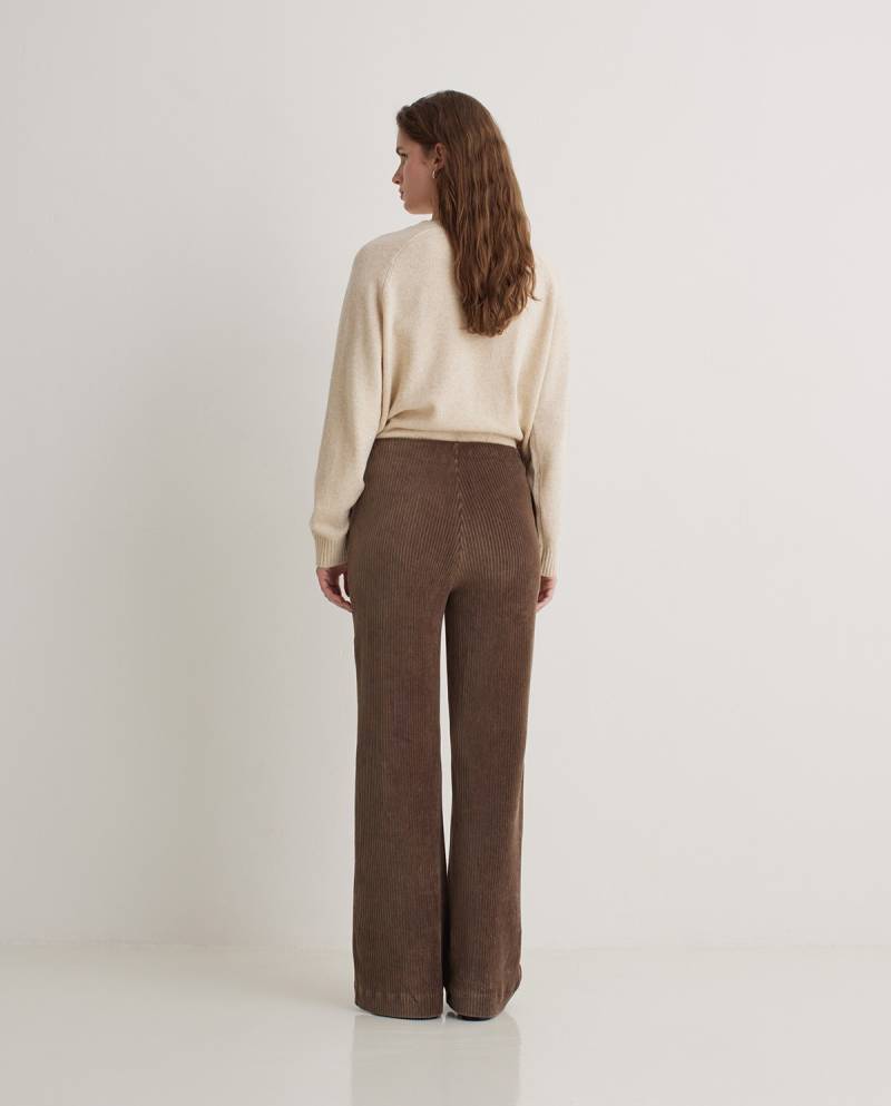 yerse taupe wide cotton blend corduroy trousers sketchshop