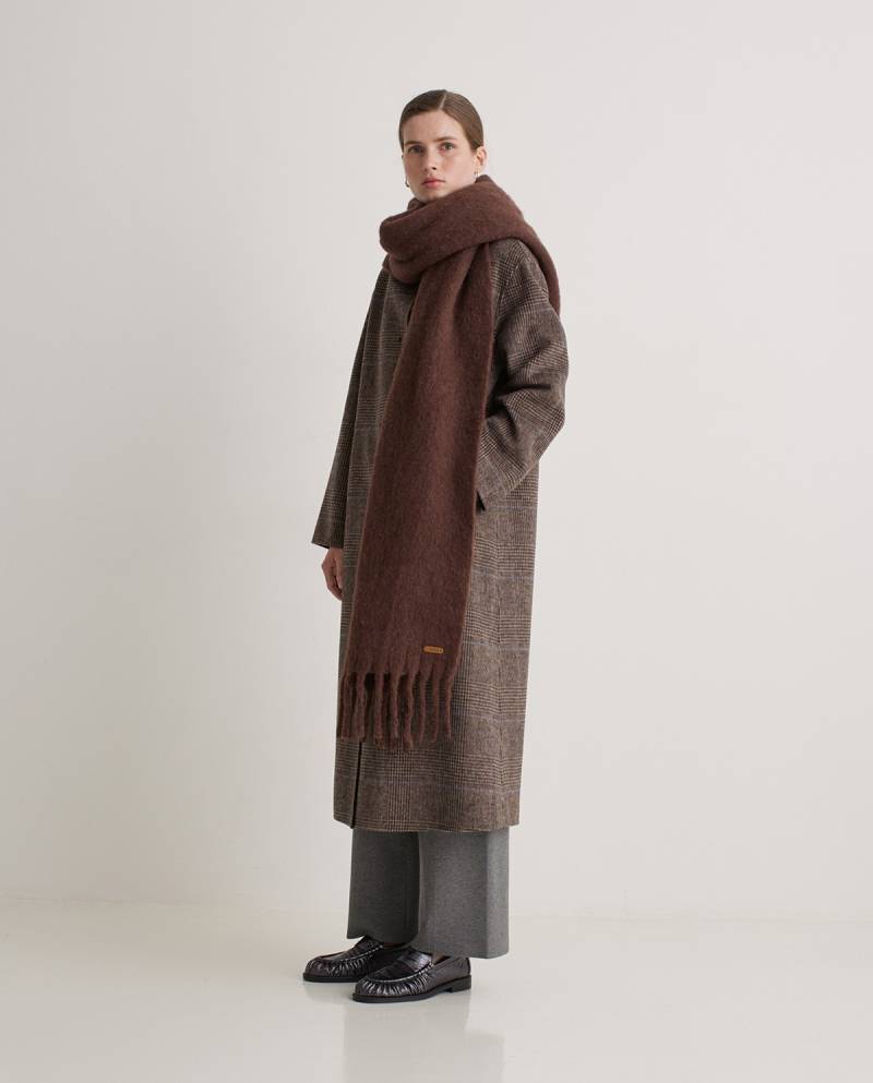 yerse brown checked wool blend long coat sketchshop