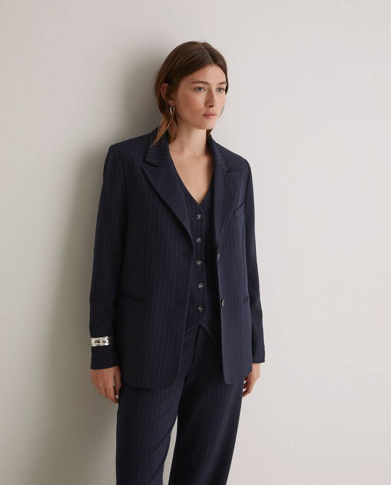 yerse navy blue pinstripe suit jacket sketchshop