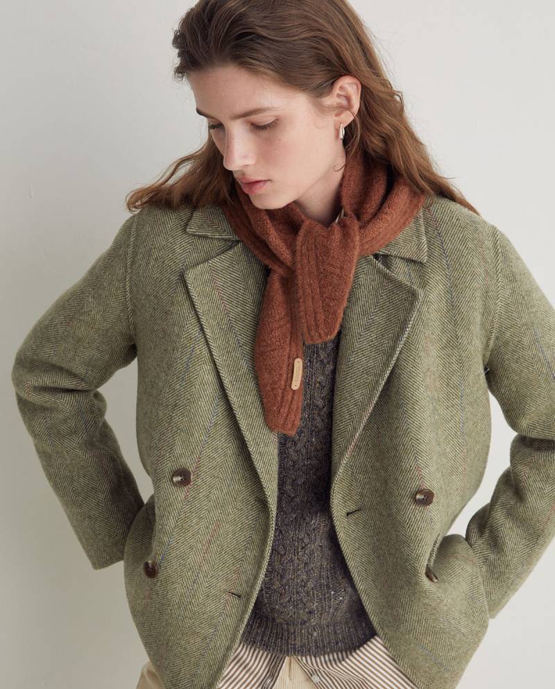 yerse green wool blend double breasted short jacket sketchshop