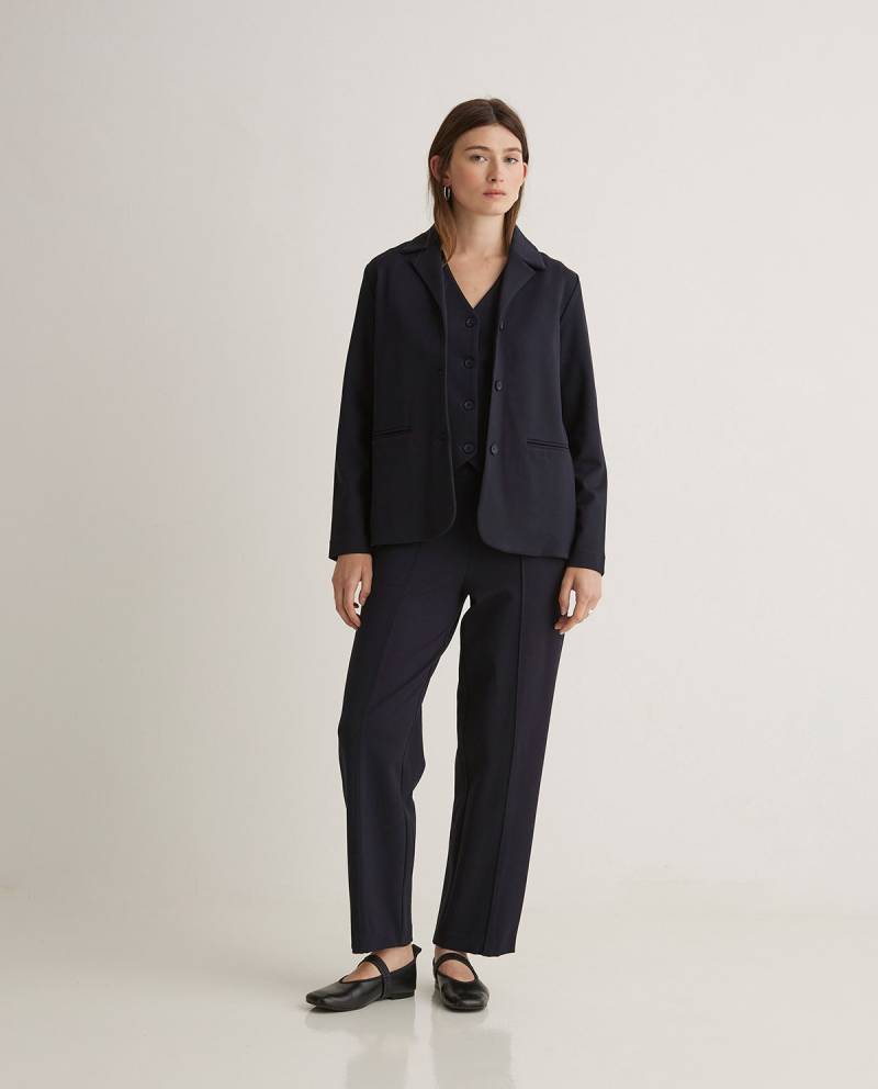 yerse navy blue knit barrel leg trousers sketchshop
