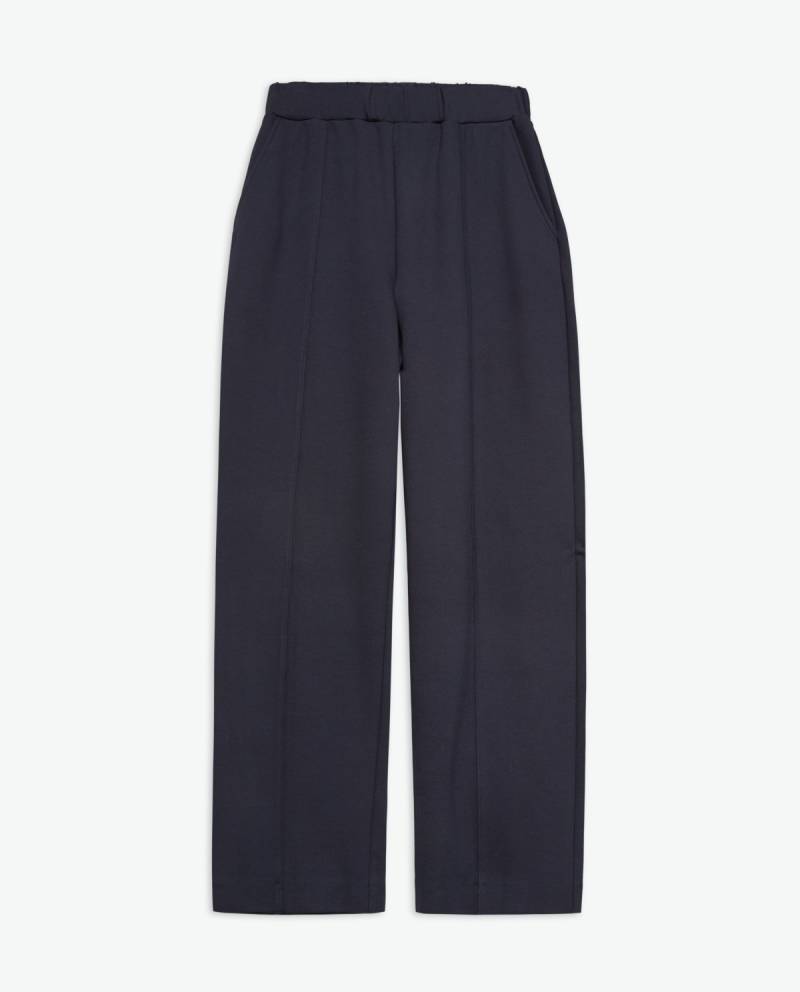 yerse navy blue knit barrel leg trousers sketchshop