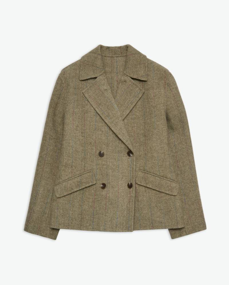 yerse green wool blend double breasted short jacket sketchshop