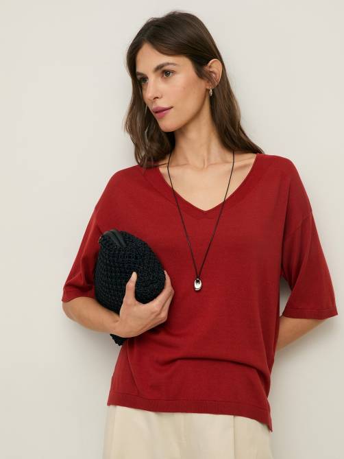 yerse short sleeve vneck sweater red sketchshop