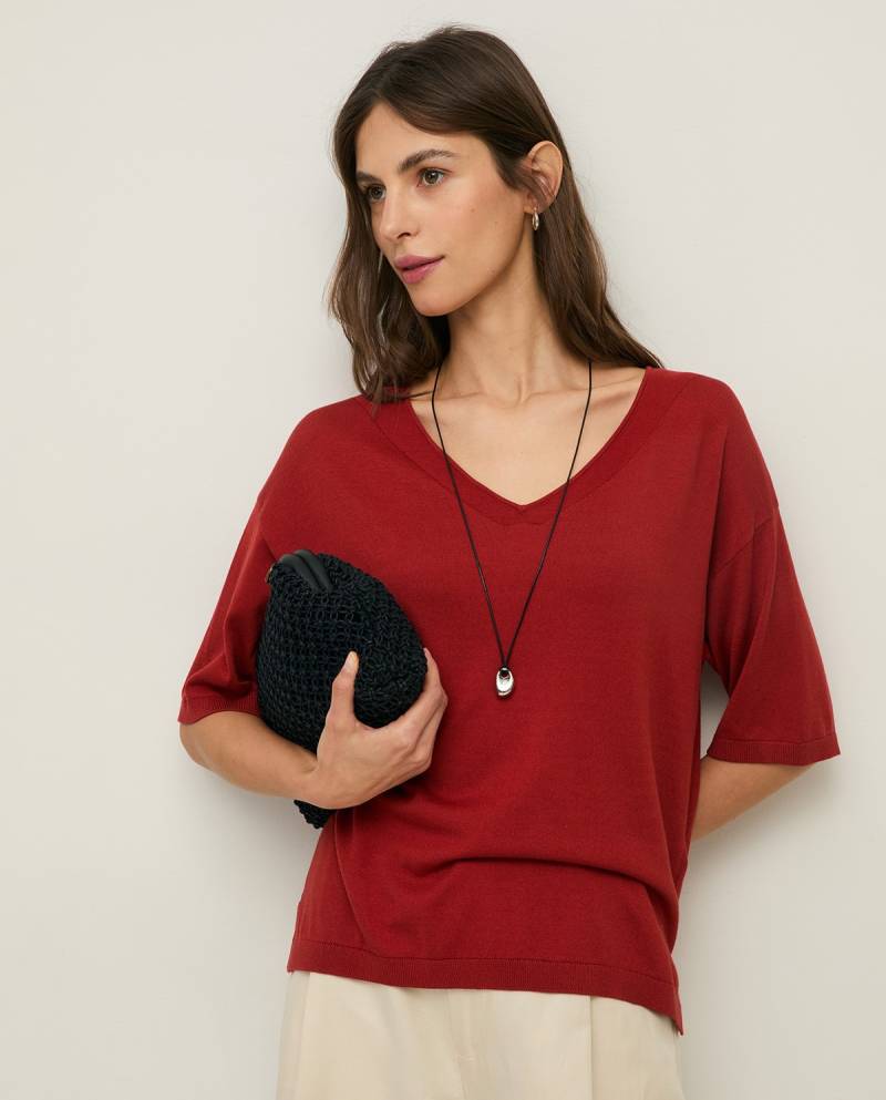 yerse short sleeve vneck sweater red sketchshop