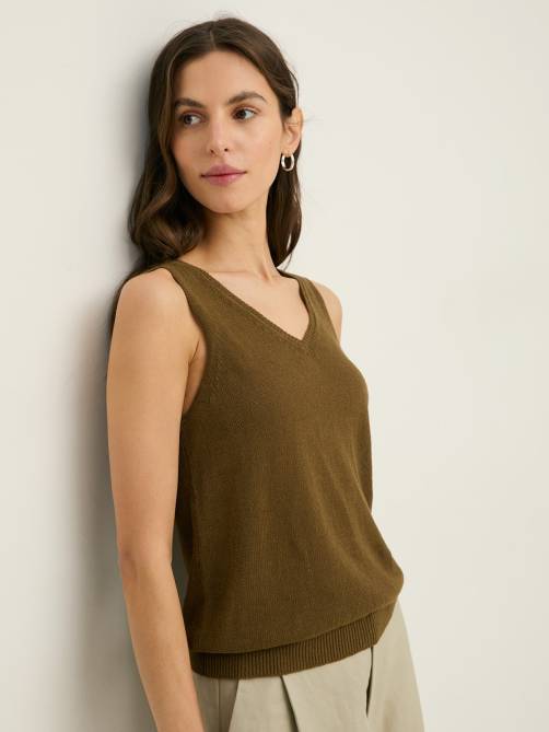 yerse vneck linen top khaki sketchshop
