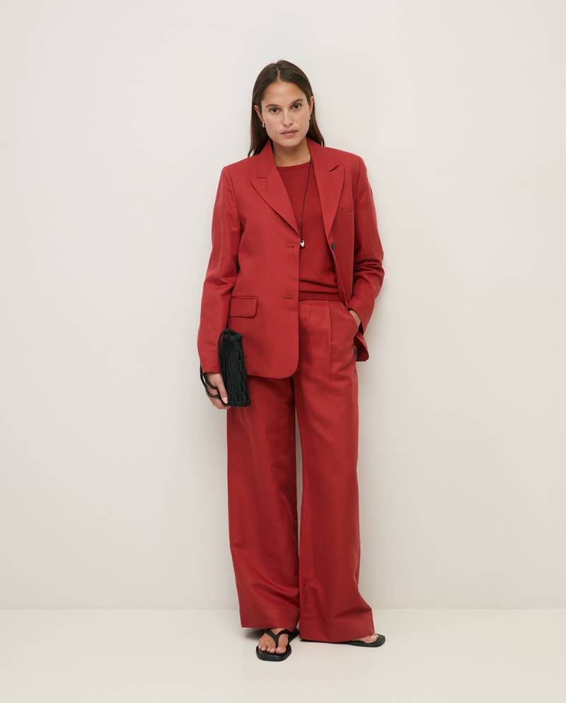 yerse wide leg linen blend tailored trousers terracotta sketchshop