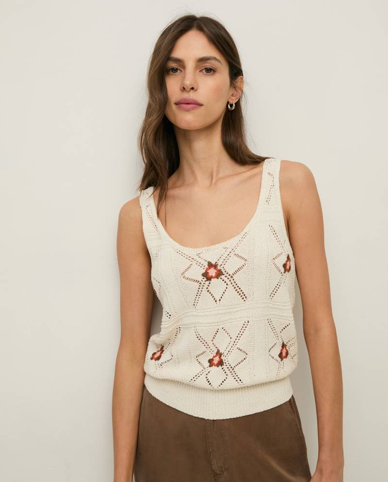 yerse knit top embroidered flowers ecru sketchshop