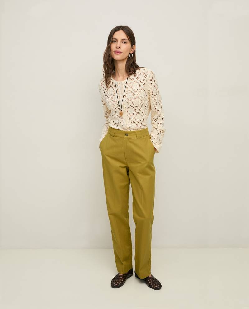 yerse pleated tailored trousers olive sketchshop