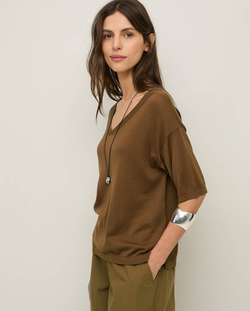 yerse short sleeve vneck sweater khaki sketchshop
