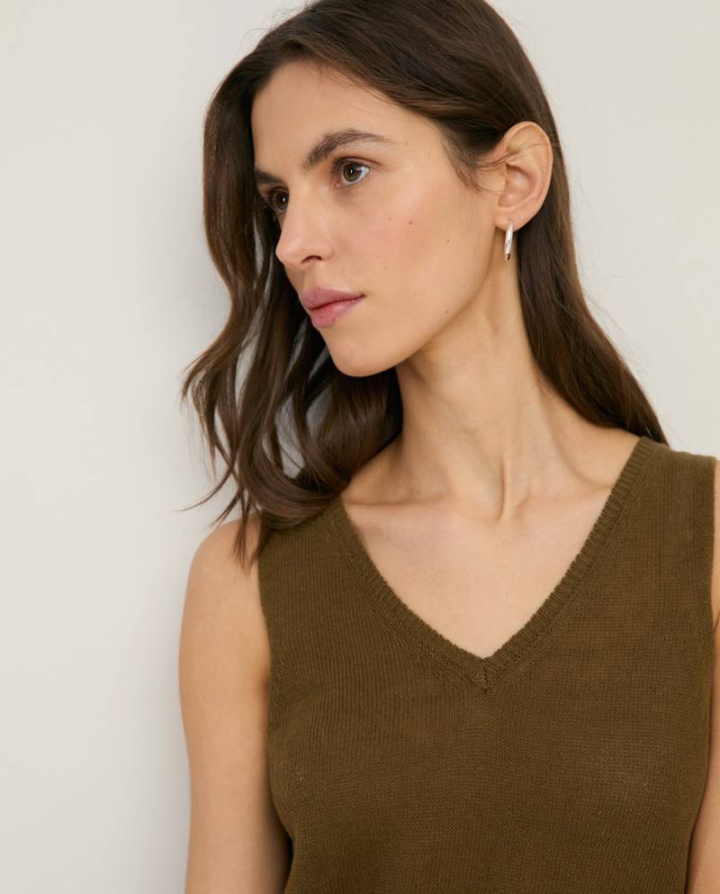 yerse vneck linen top khaki sketchshop