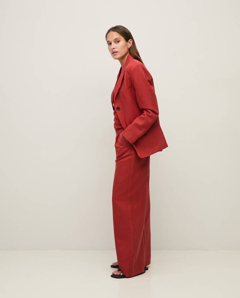 yerse wide leg linen blend tailored trousers terracotta sketchshop
