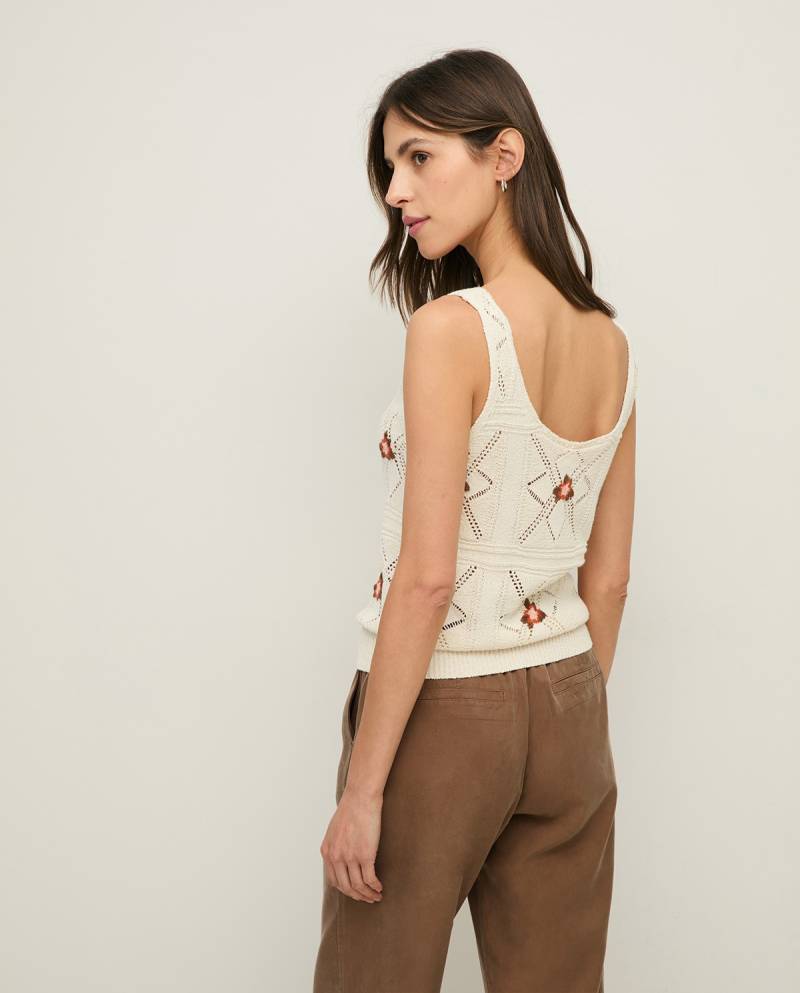 yerse knit top embroidered flowers ecru sketchshop