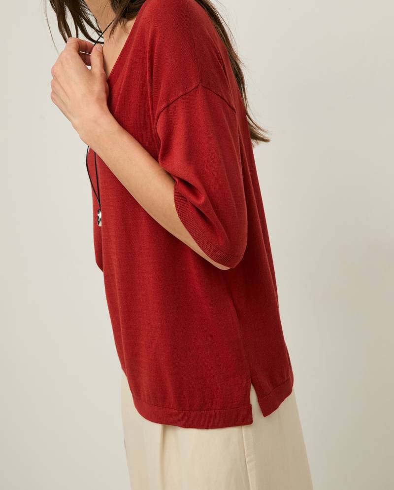 yerse short sleeve vneck sweater red sketchshop
