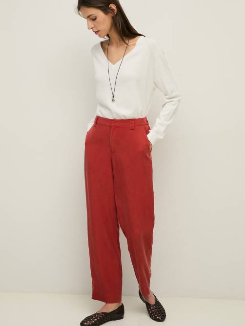 yerse straight tencel trousers terracotta sketchshop